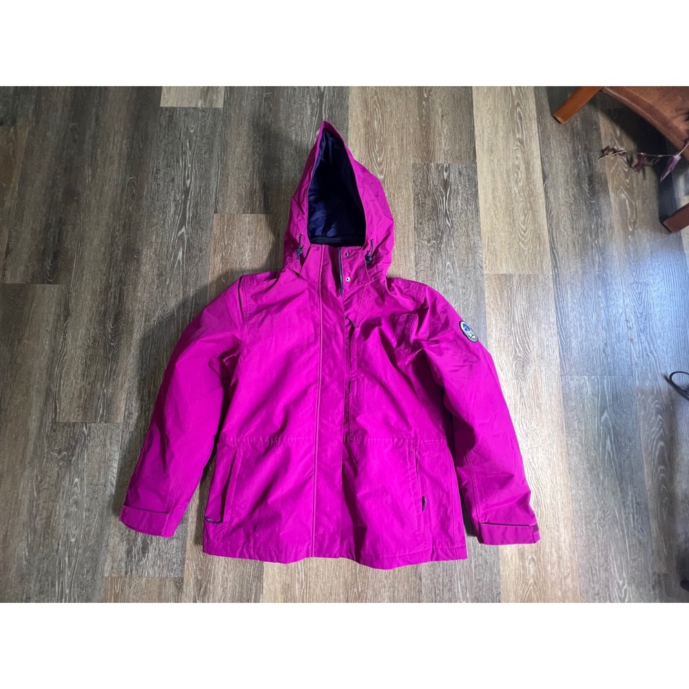Lands End Squall Jacket Womens M 10-12 Magenta Pink Hooded Insulated Parka Coat